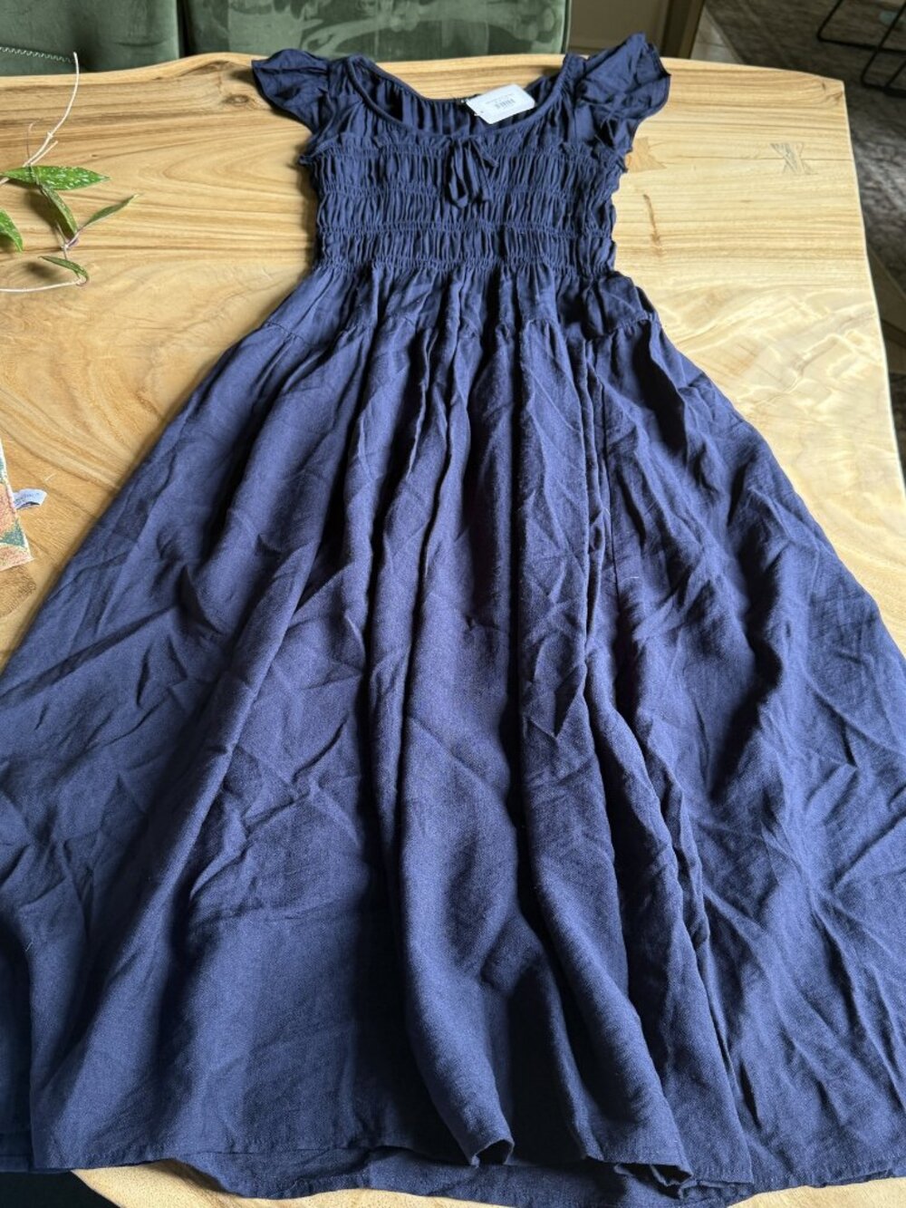 Blu Pepper Avery Ruffle Sleeve Midi Dress Navy Size S NWT